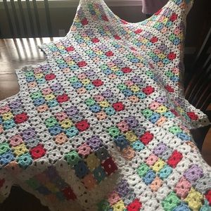 Handmade Crotched Vintage Afghan Granny Square